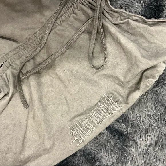 Dolls Kill x Darker Wavs FADER V-CUT WASHED BELL BOTTOMS - ECRU - Picture 5 of 6